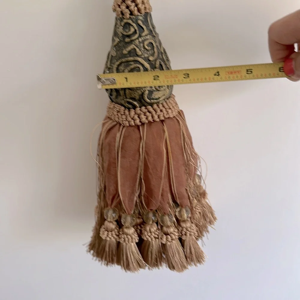 Large Brown Vintage Tassel Tieback Rope Beads Decorative Curtain  Drapery